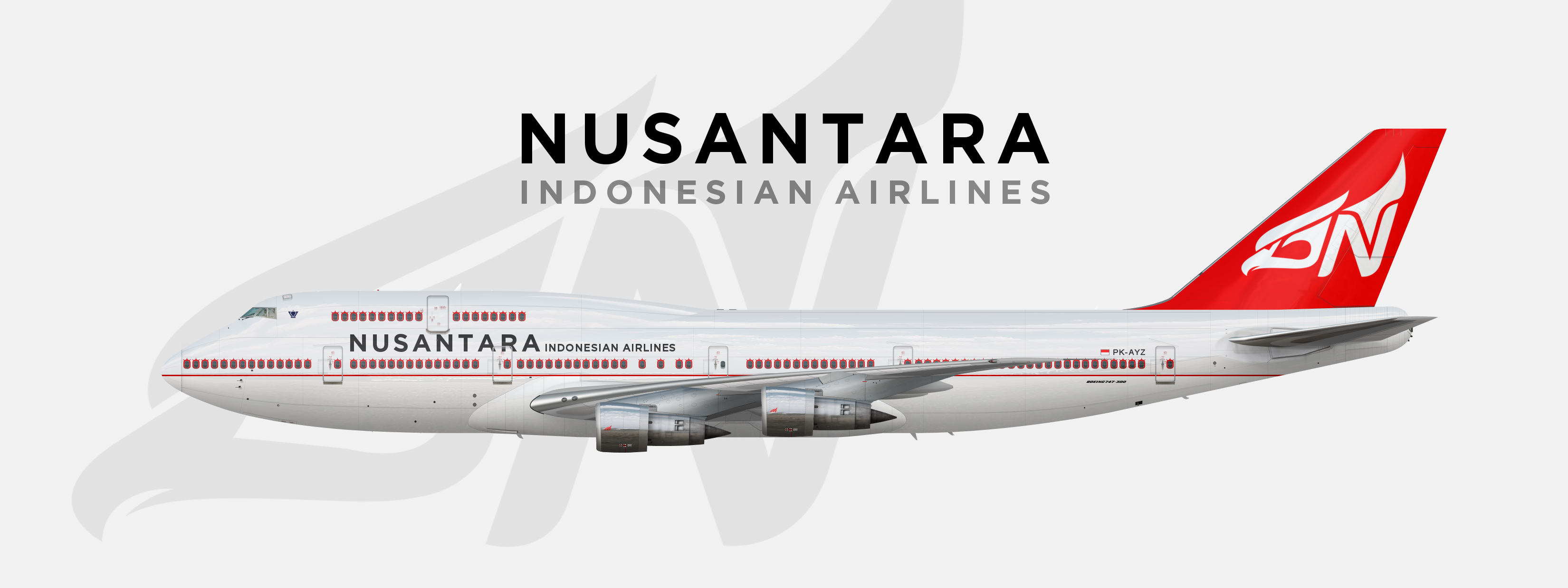 Nusantara Indonesian Airlines Boeing 747300 PKAYZ n design
