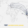 Southern Pacific Airlines route Map 1988