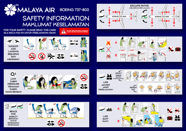 Malaya Air Boeing 737-800 Safety Card