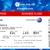 Malaya Air Business Class Boarding Pass