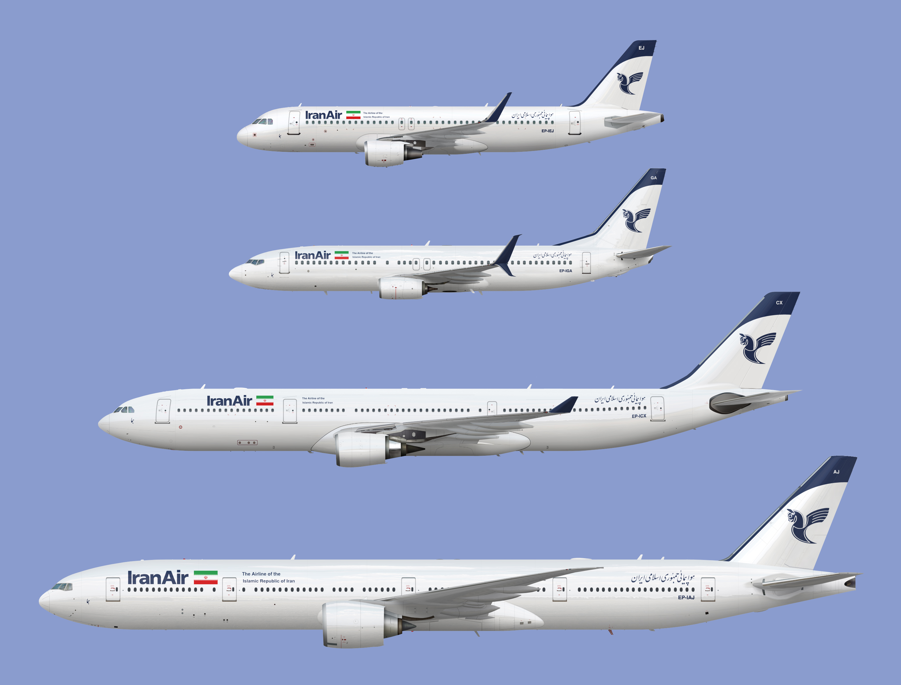 Iran Air A320/737/A330/777.