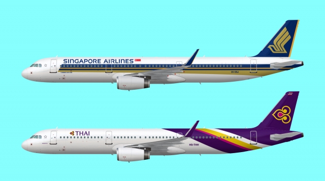 Singapore Airlines & Thai Airways A321