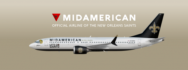 6. Boeing 737 MAX 8 (New Orleans Saints Livery) | N108MA