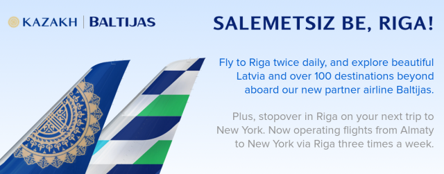 "Salemetsiz Be, Riga!" Baltijas - Kazakh Airways Partnership 2019
