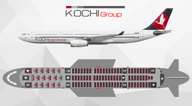 Airbus A330-300 Kochi with seat-map