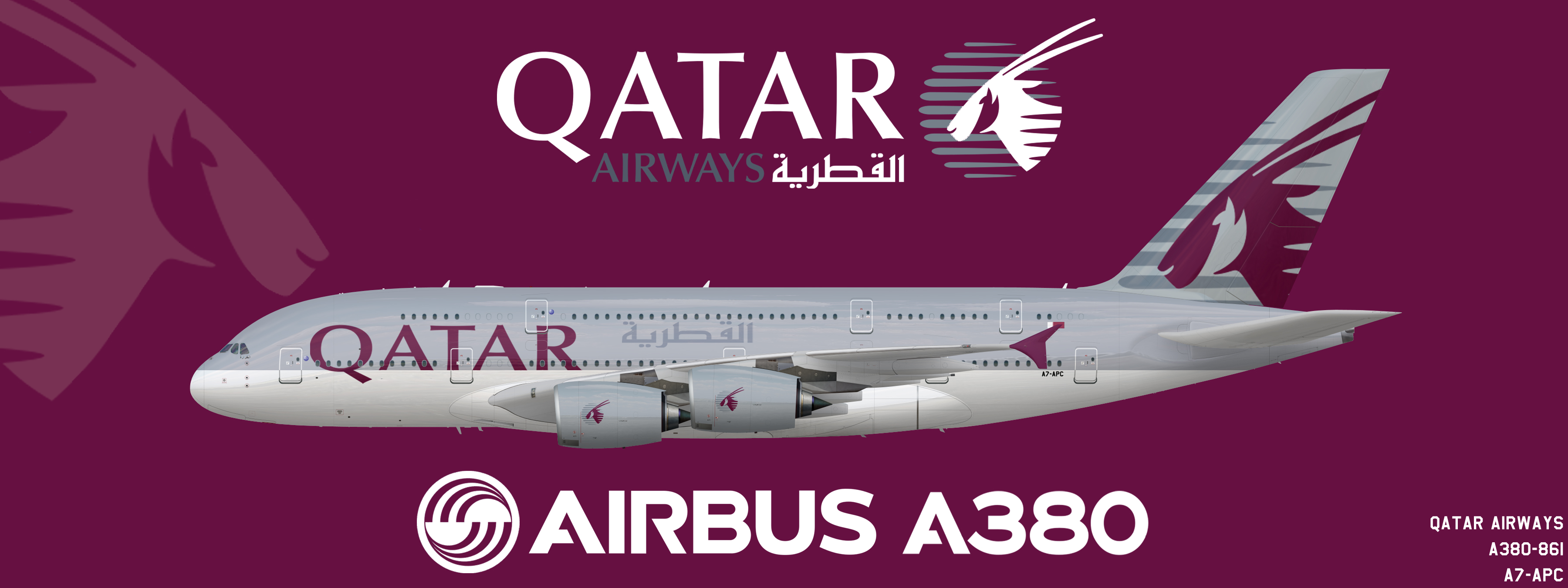 Qatar Airways A380-800　ノーマル塗装 Qatar Airways A380 800 Fifa World Cup Logo