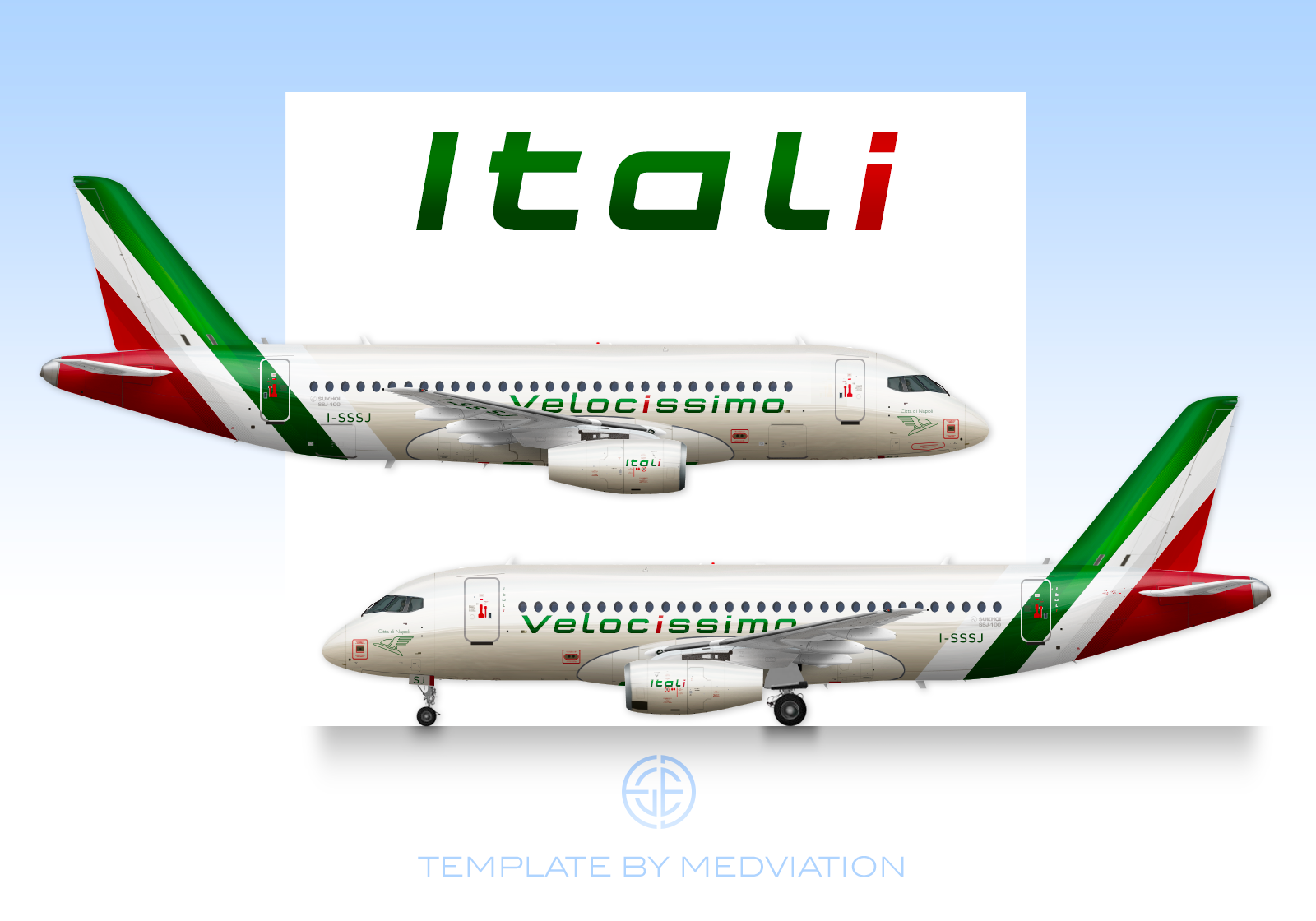 Itali 2016 Velocissimo Sukhoi Superjet 100 Alternate Version Edge S Designs 2 Gallery Airline Empires