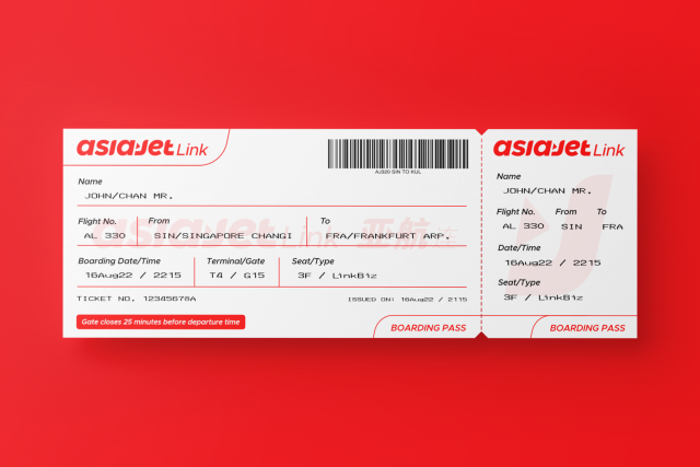All new AsiaJet Link Boarding Pass
