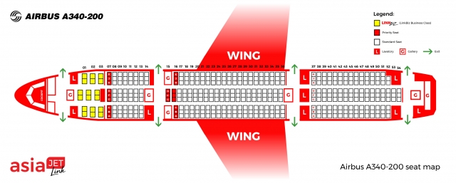 AsiaJet Link A340-200 Seat Map