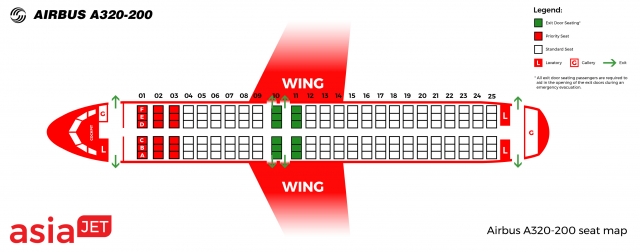 AsiaJet A320-200 Seat Map