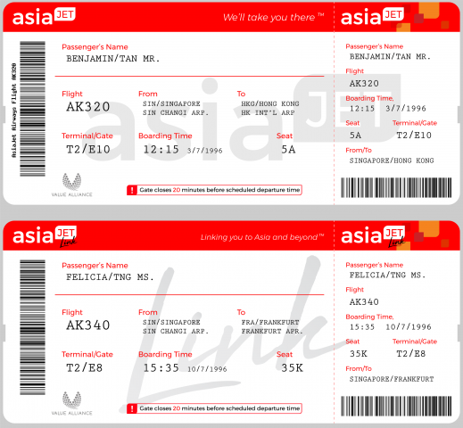 AsiaJet Airways/AsiaJet Link Boarding Pass