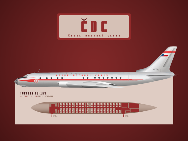 Bohemian Airways | Tupolev Tu-104 1955-1970 livery