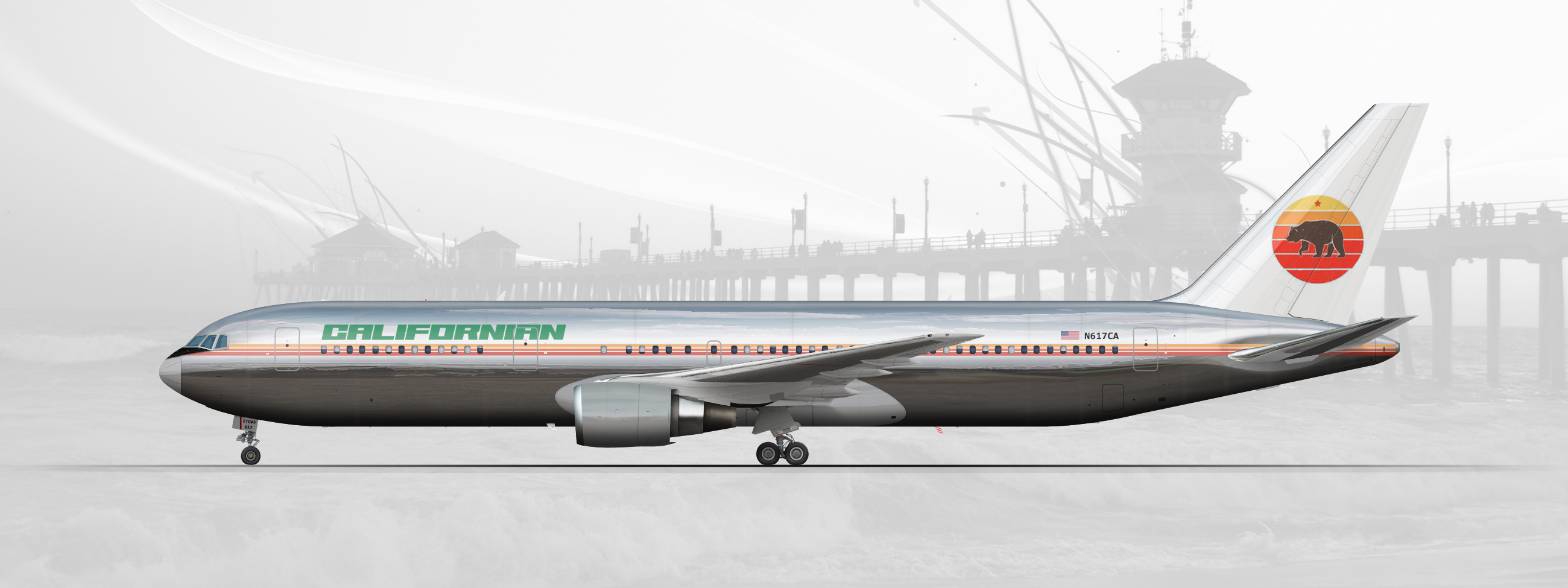 Boeing 767300 Bare Metal Californian Gallery Airline Empires