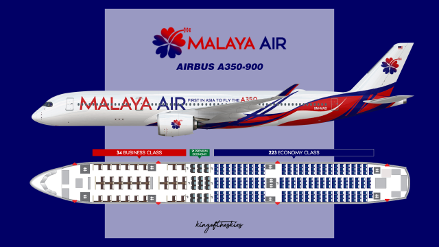 Malaya Air Airbus A350-900 Livery & Seat Map