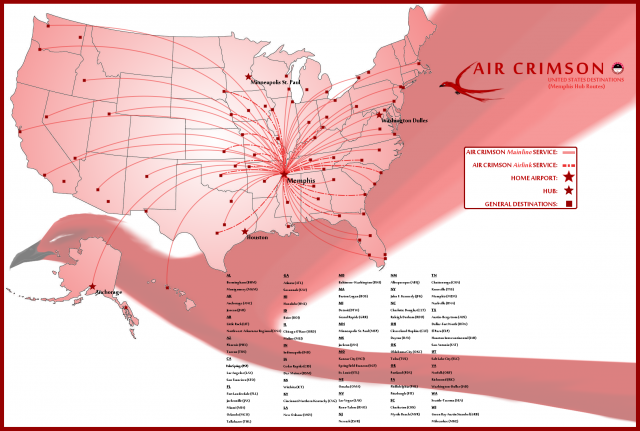 Air Crimson Route Map (KMEM)
