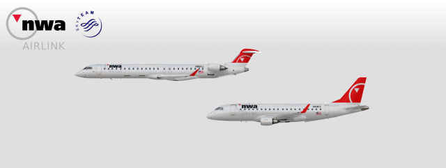 Northwest Airlink Premerger Bombardier CRJ-900 and Embrear 175