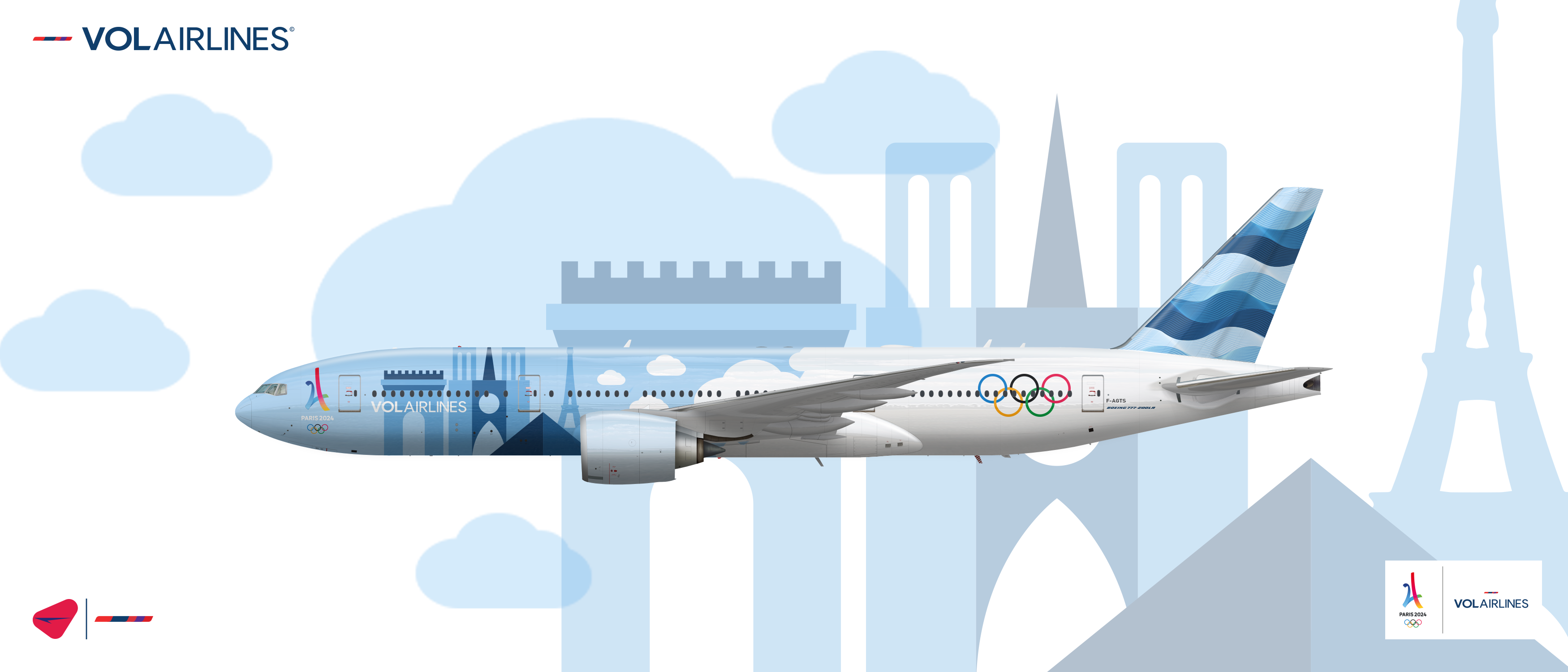 2018 Vol Air Lines Boeing 777200LR "City of Paris 2024 Olympic