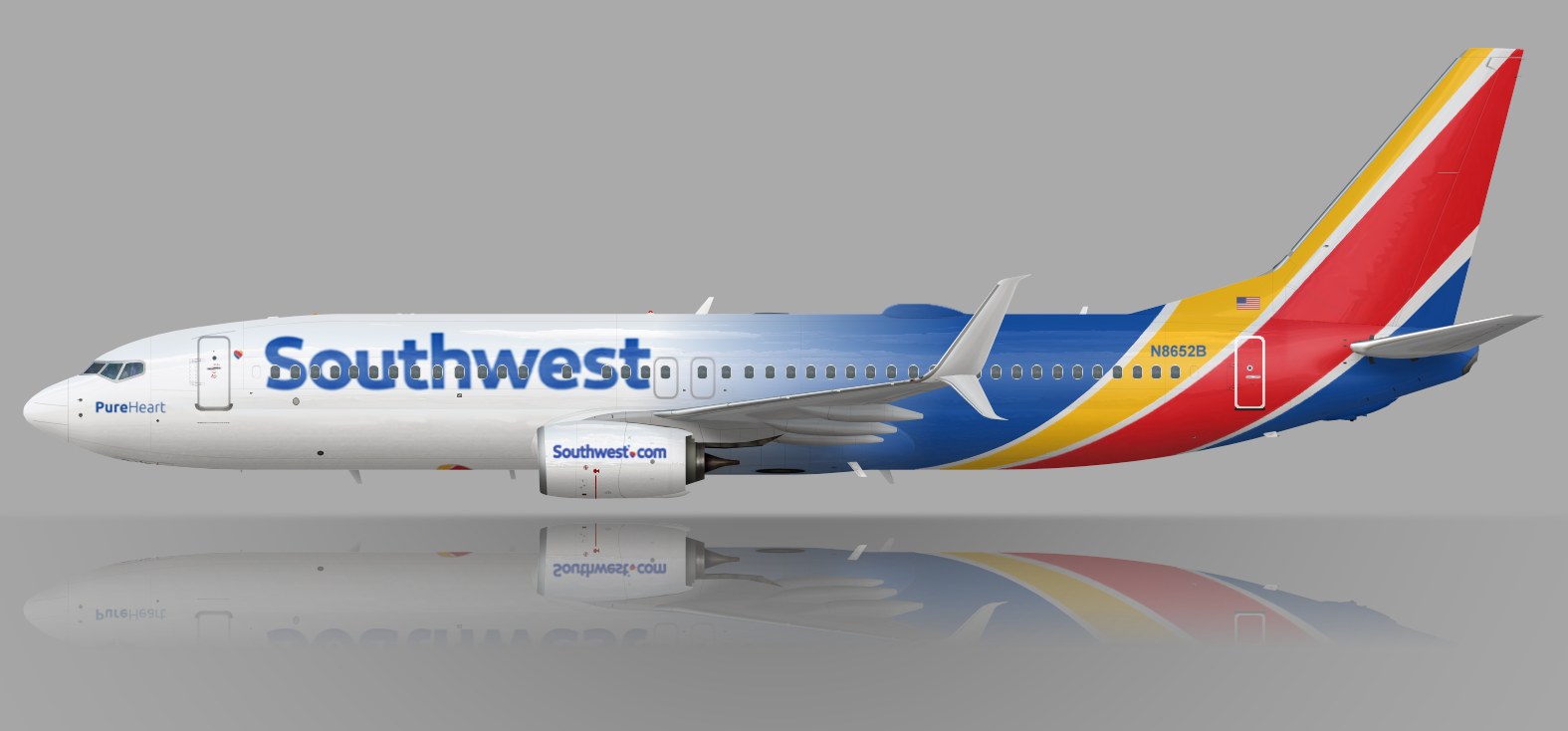 Southwest Airlines B7378H4 "PureHeart" N8652B Concept Liveries and
