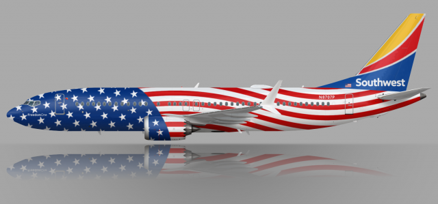Southwest Airlines B38M "FreedomOne" N8707P