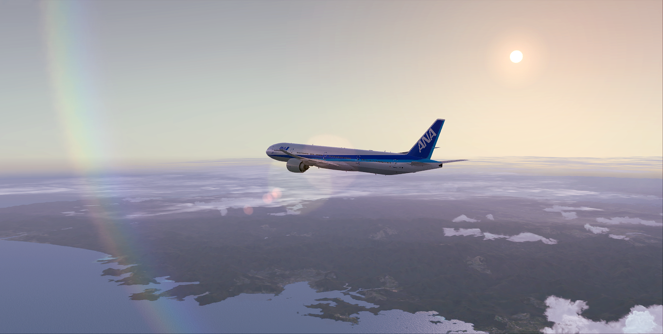 All Nippon Airways B773 - FL370 sunset over Honshu