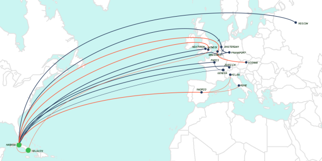 aerocuba European routes.