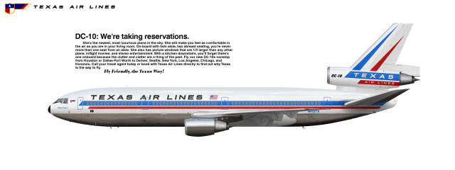5. Texas Air Lines Douglas DC-10-10 "1965-1976"