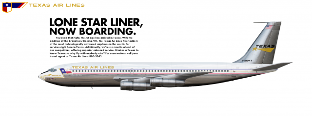 3. Texas Air Lines Boeing 707-120B "1955-1965" 3. Texas Air Lines Boeing 707-120B "1955-1965"