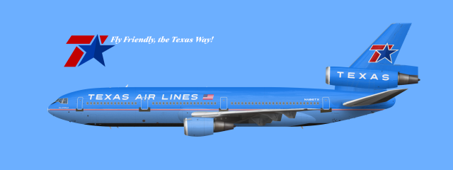 6. Texas Air Lines Douglas DC-10-30 "1976-1991"