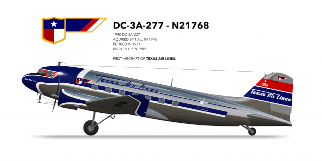 2. Texas Air Lines DC-3A "1946-1955"