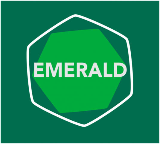 Emerald Hex Logo with Green Background