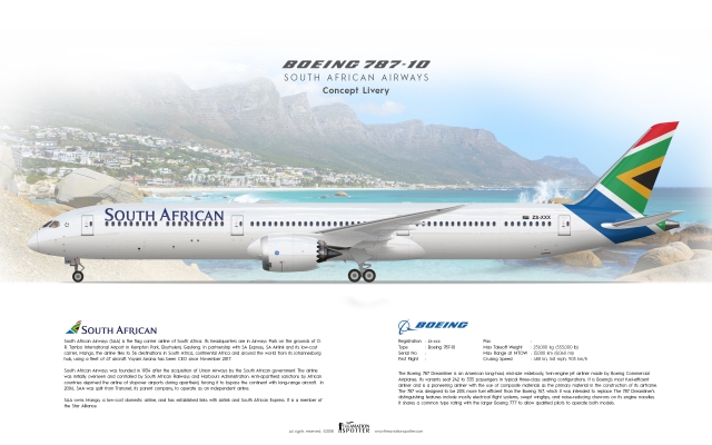 South African Airways ''B787 10 Dreamliner ''Concept Livery''