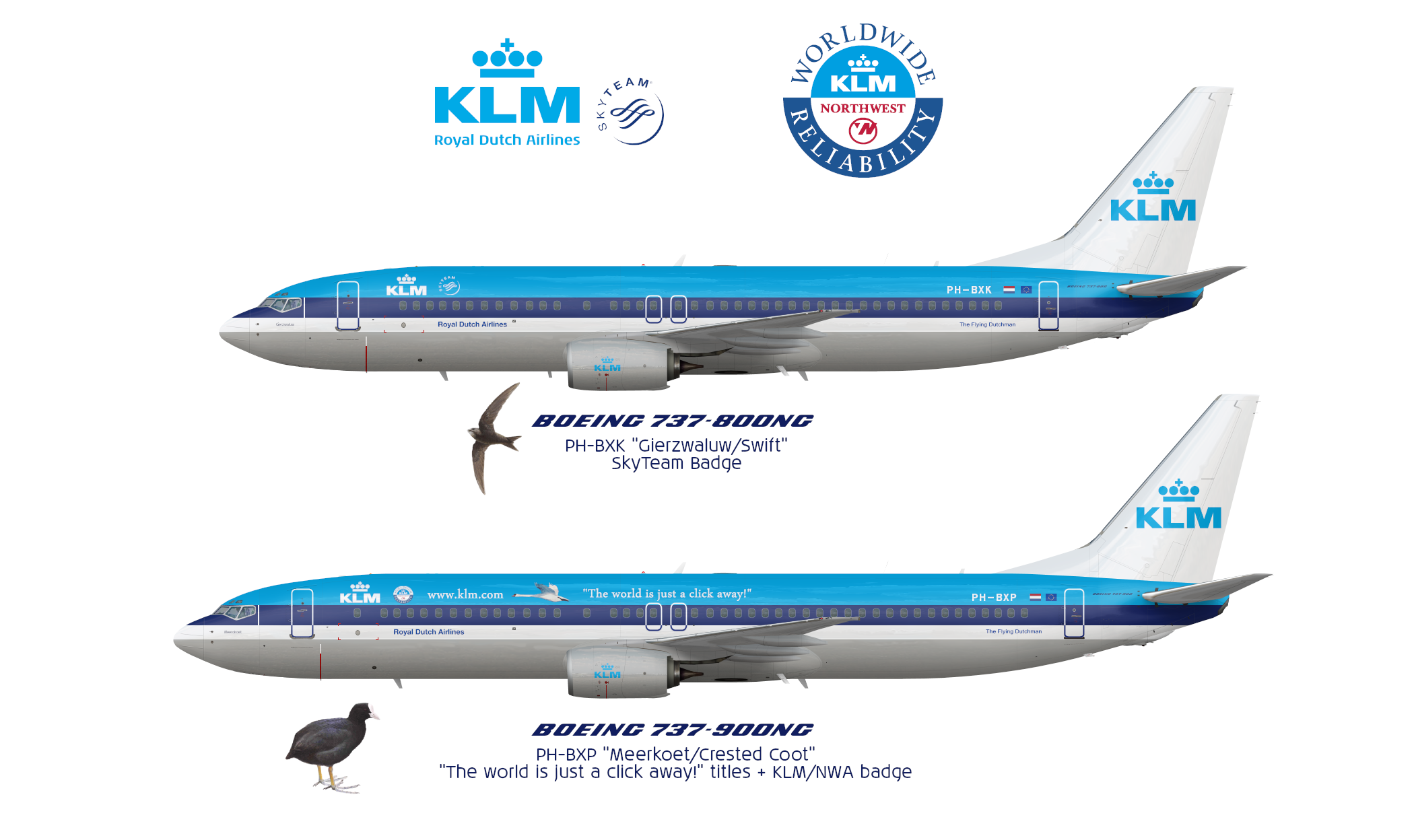 KLM Royal Dutch Airlines Boeing 737800NG and 900NG Classic Duo Real