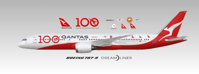 Qantas 100 Years Centennary Livery Boeing 787-9 Dreamliner "Longreach"