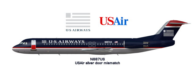 US Airways Silver Door Fokker F100