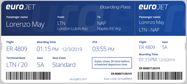EuroJet Airways Print Boarding Pass