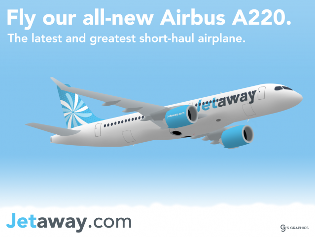 Jetaway A220 promotional ad