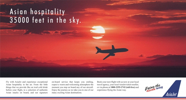 AsiaJet Newsprint Advert - Asian Hospitality 35000 feet in the sky (1992)