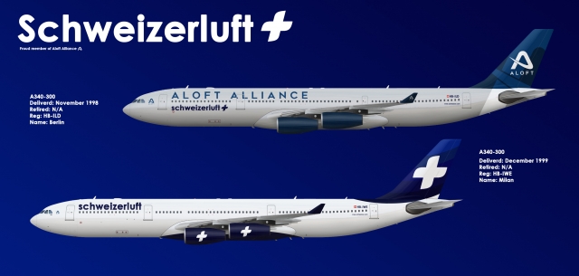 Schweizerluft A340 300 poster - Schwizerluft Swiss Airlines