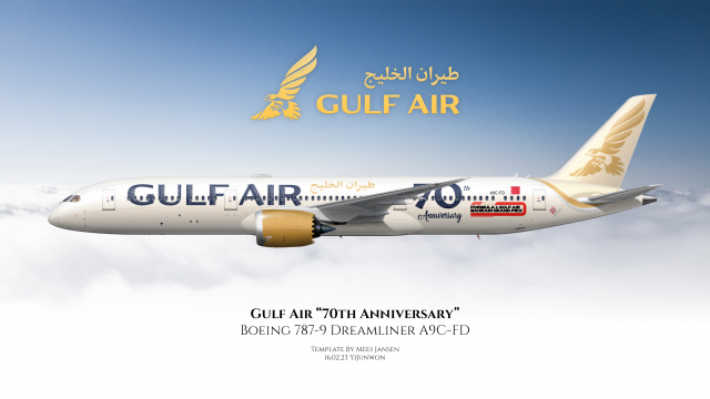 Gulf Air "70th Anniversary" Boeing 787-9 Dreamliner A9C-FD