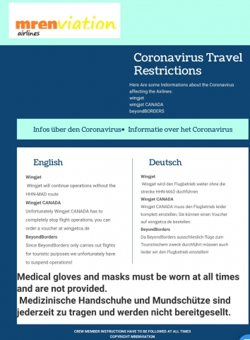 CORONAVIRUS PASSENGER INFORMATION