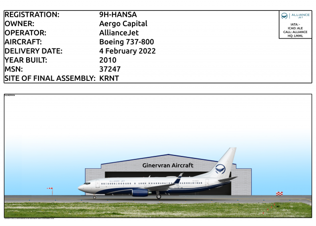 9H-HANSA - AllianceJet Boeing 737-800
