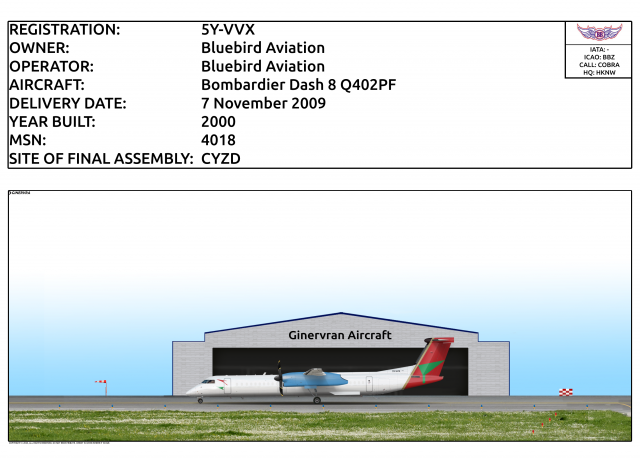 5Y-VVX - Bluebird Aviation Bombardier Dash 8 Q402PF