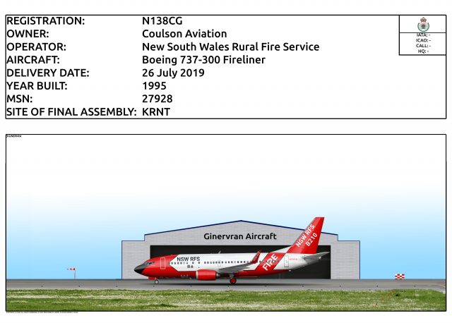 N138CG - New South Wales Rural Fire Service (Coulson Aviation) Boeing 737-300 Fireliner
