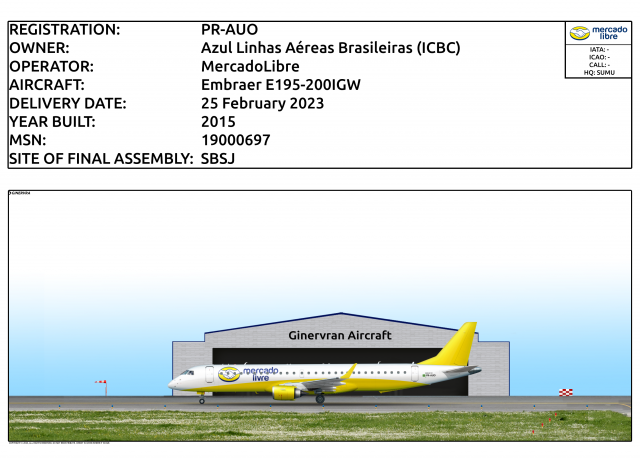 PR-AUO - MercadoLibre (Azul Linhas Aéreas Brasileiras) Embraer E195-200IGW