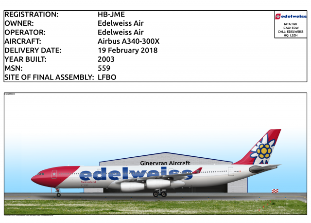 HB-JME - Edelweiss Airlines Airbus A340-300X