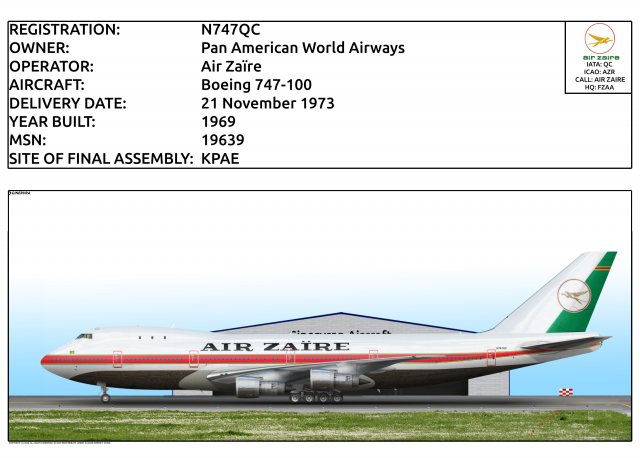 N747QC - Air Zaïre Boeing 747-100