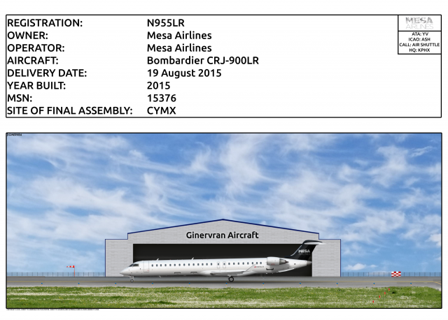 N955LR - Mesa Airlines Bombardier CRJ-900LR