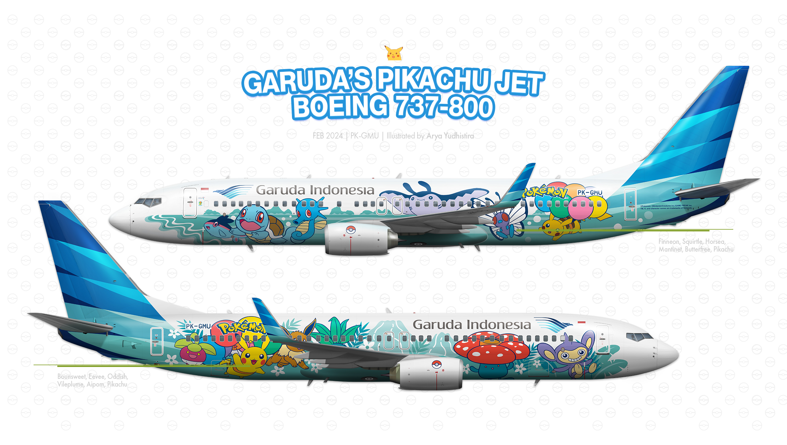 GARUDA 737 800 PK GMU Pikachu Jet by Arya Yudhistira - Aero