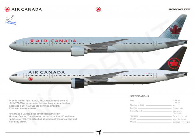 [A4] AIR CANADA 777 300ER POSTER SPECIMENT By Arya Yudhistira