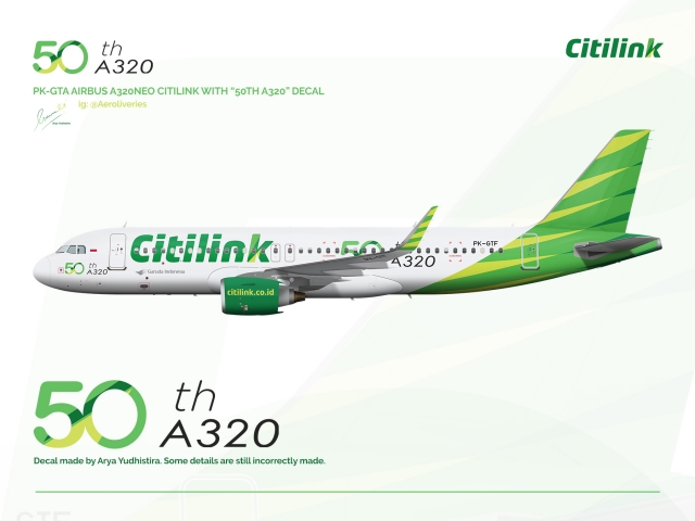 CITILINK 50TH A320 A320 PK GTF AE POSTER